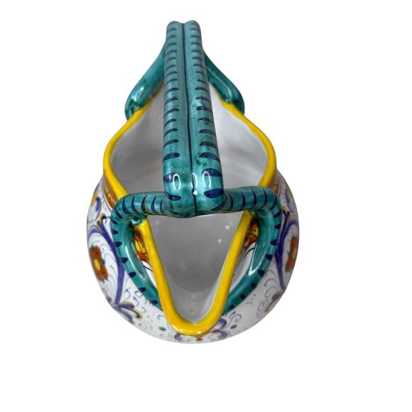 Cama Deruta Italy Hand Painted Majolica Pottery Double Handled Pitcher Vase - Picture 5 of 13